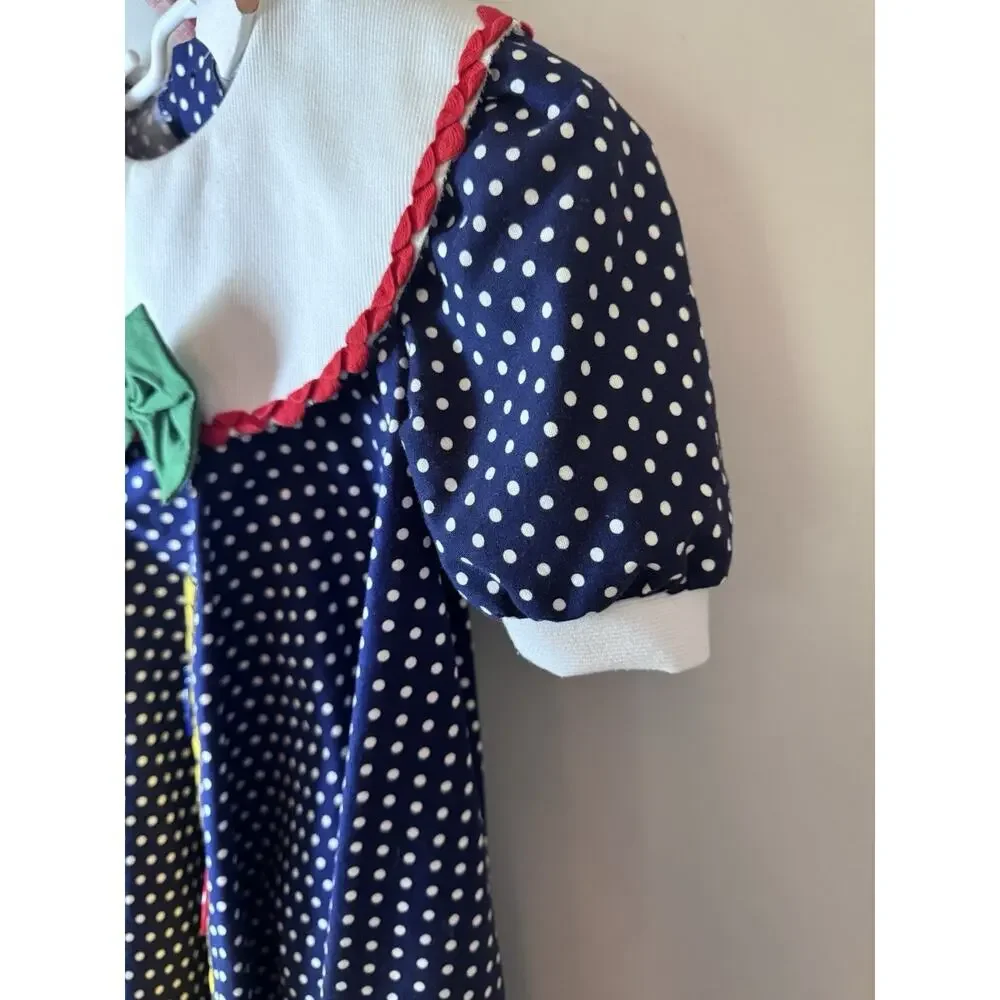 Peaches And Cream Vintage Back To School Dress Navy Polka Dot Sz 6 USA Made